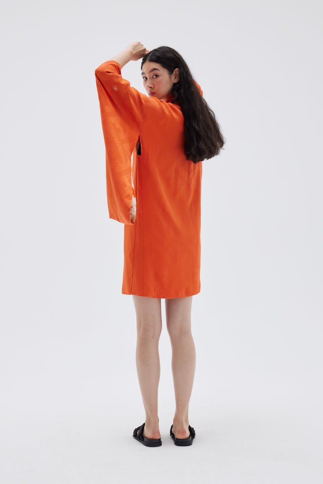 ORENJİ vintage ipek kimono ceket