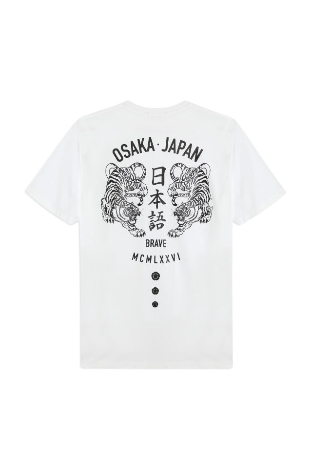 OSAKA JAPAN baskılı unisex t-shirt XXL - Beyaz