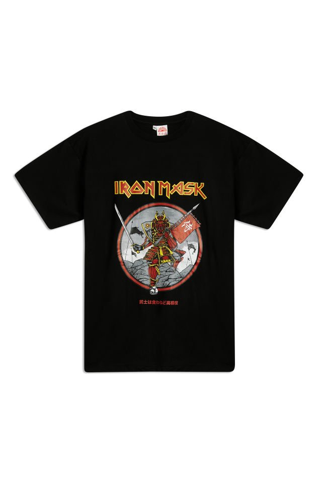 IRON MASK baskılı unisex t-shirt XXL - Beyaz