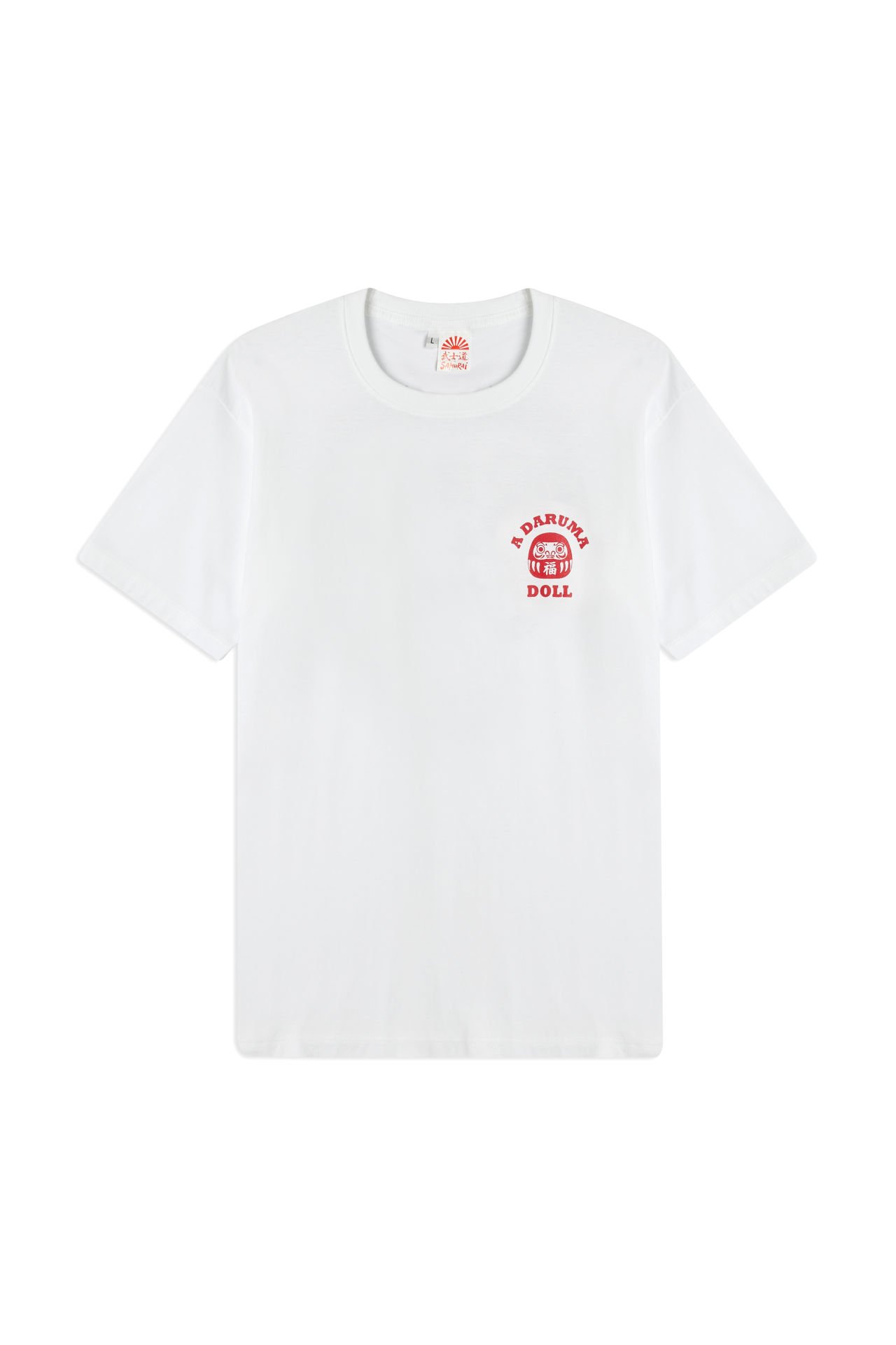 DARUMA DOLL baskılı unisex t-shirt L - Beyaz