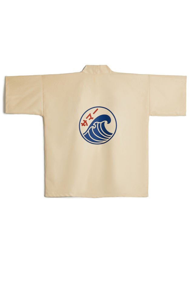 WAVE baskılı Hanten HAPPI unisex ceket Tek Beden - Ekru