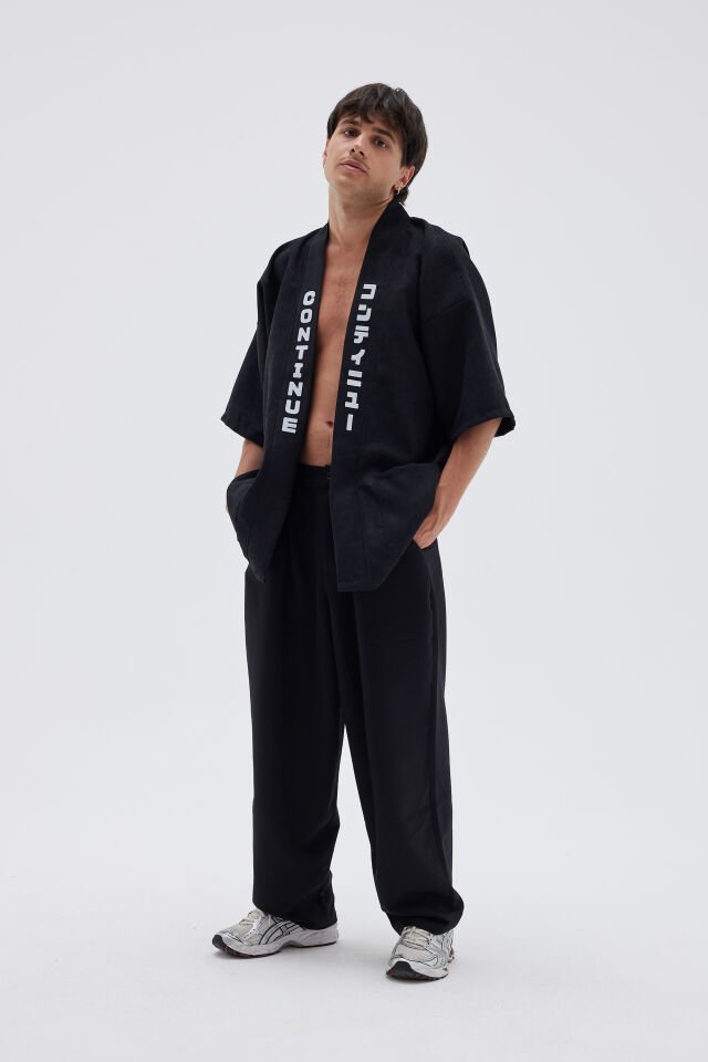 FUJI  baskılı Hanten HAPPI unisex ceket Tek Beden - Siyah