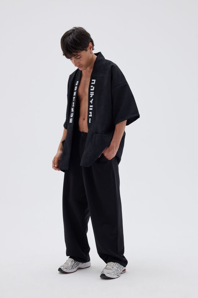 KOI FISH baskılı Hanten HAPPI unisex ceket Tek Beden - Siyah