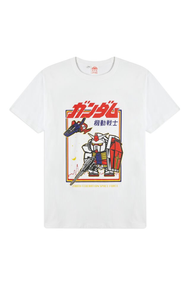 EARTH FEDERATION baskılı unisex t-shirt L - Beyaz